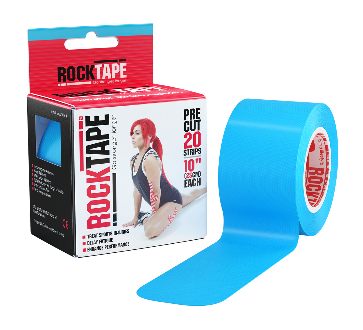 Black Rocktape Strong Adhesive Kinesiology Tape Standard Rolls x 3